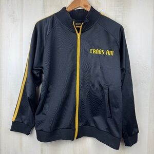 Vintage Trans Am Men’s Full Zip Satin Jacket Black Gold Firebird Small FLAW